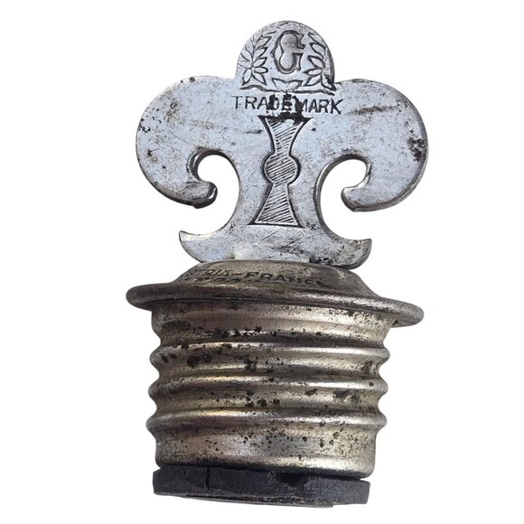 Schrader and Sons Other - Vintage Fleur De Lis Metal Bottle Stopper Canteen Water Bag Cap Antique Schrader